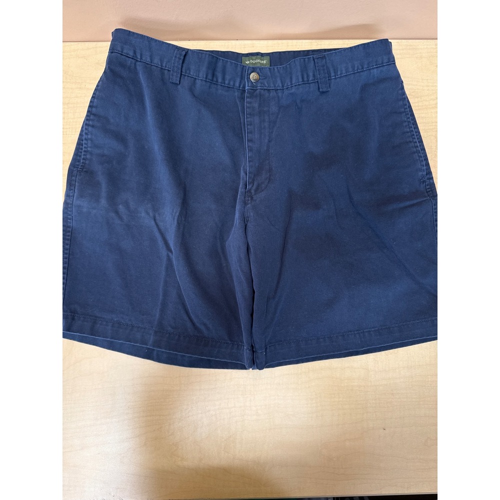 Dockers Mens W40 Navy Blue Flat Front Premium Khakis No Wrinkles Cotton Shorts